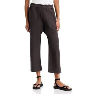 NSF Shailey Paperbag Pants Black Womens Size M Dark Gray Pull on Drop Crotch